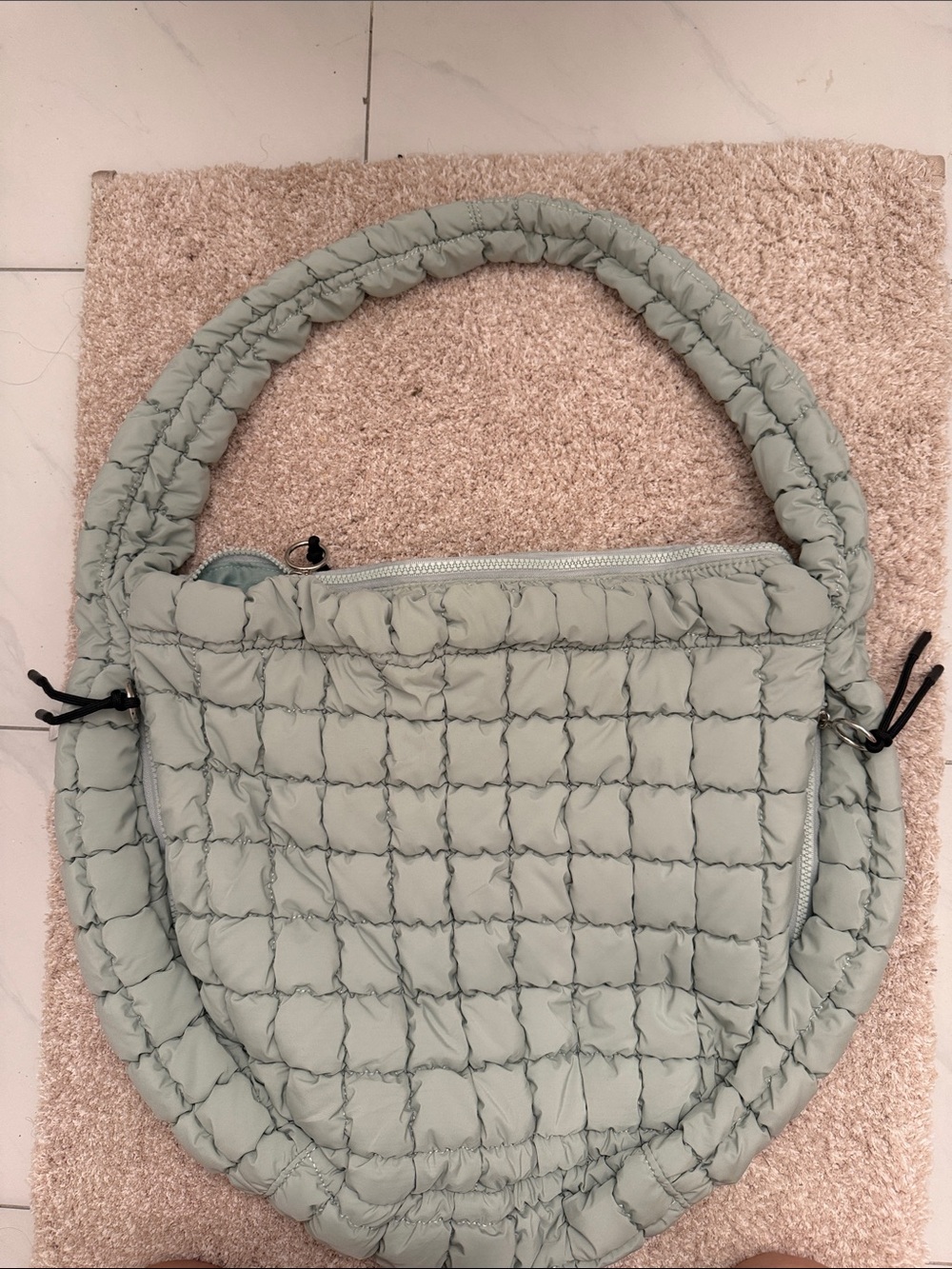 Amazon Quilted Puffer Shoulder Bag in Mint Green